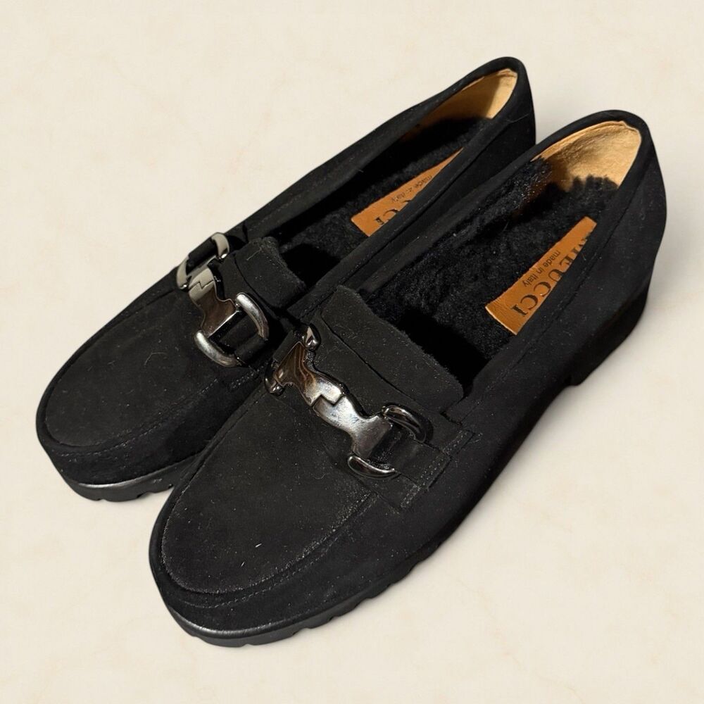 Meucci (Made in Italy) Black Suede Horsebit Loafers - Women’s EU 38/US 7.5 NWOB
